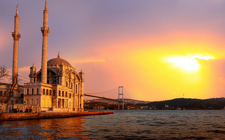 Ottoman Empire, nature, turkey, sunlight, ortakoy mosque Free HD Wallpaper