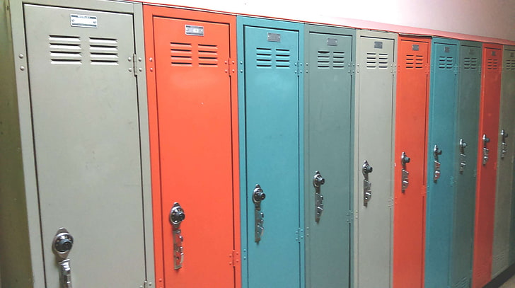 Plastic Lockers, green color, protection, indoors, number