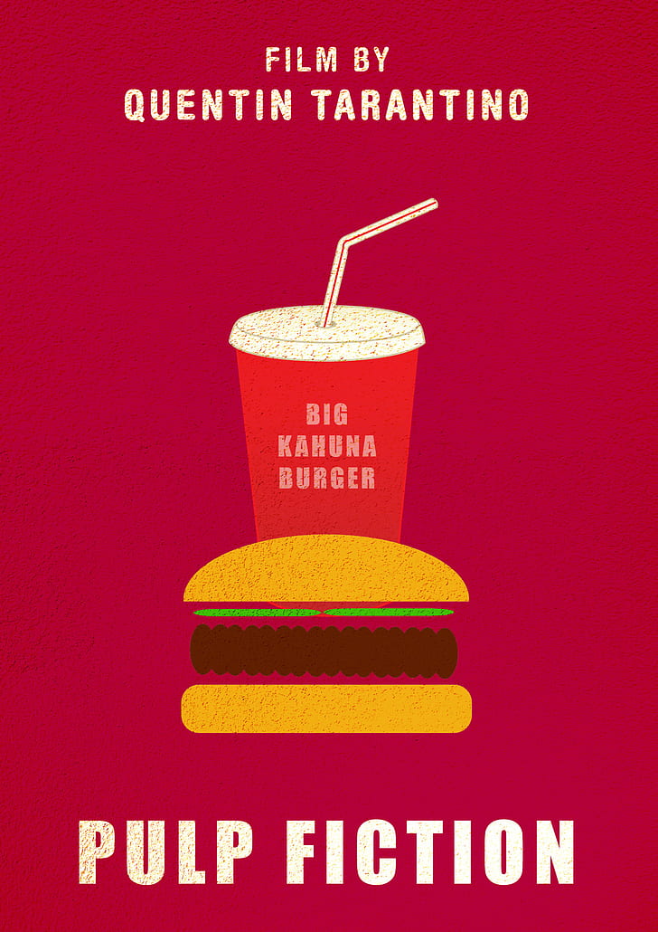 Pulp Fiction Mia Wallace, burgers, 1994 year, purple background, drink Free HD Wallpaper