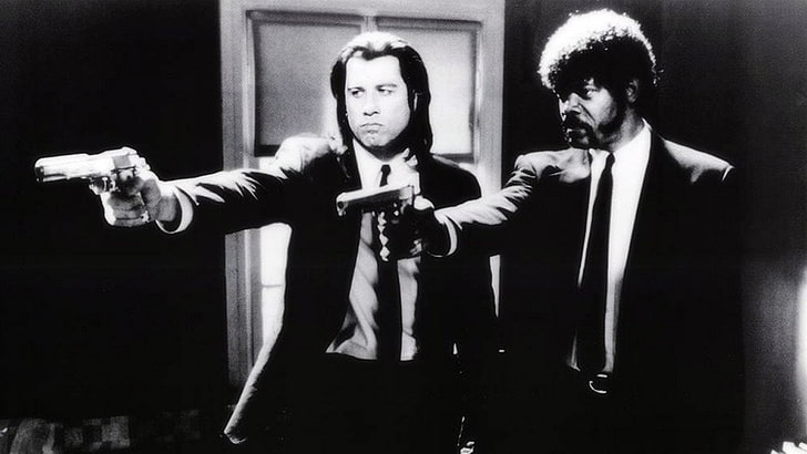 Pulp Fiction Poster, jules winnfield, vincent vega, movie, pulp fiction Free HD Wallpaper