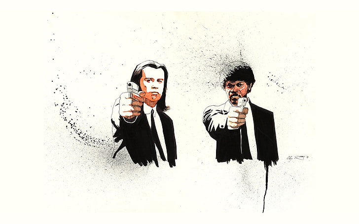 Pulp Fiction Wall Art, adult, studio shot, real people, white background Free HD Wallpaper