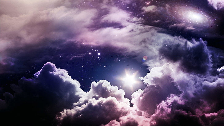 purple, cloud, starry sky, earth Free HD Wallpaper