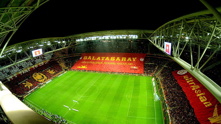 Soccer Stadium, night, turkey, stadium, building exterior Free HD Wallpaper