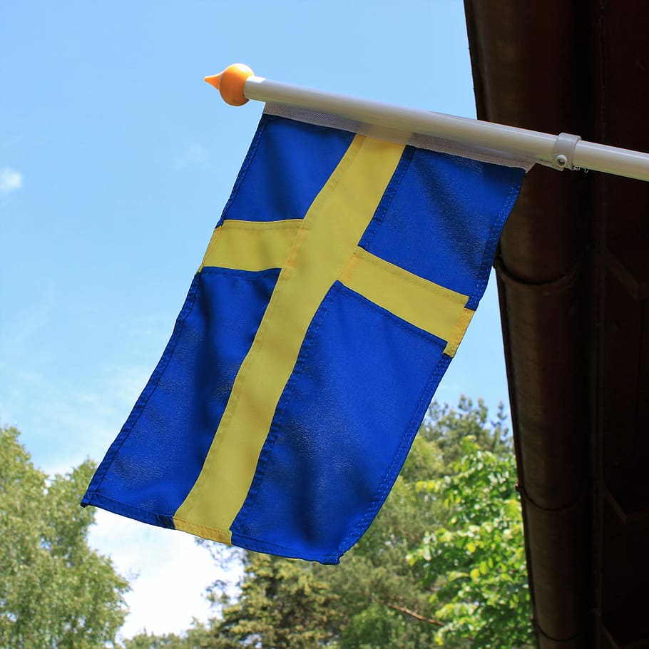 Swedish Viking Flag, low angle view, outdoors, pole, hanging Free HD Wallpaper