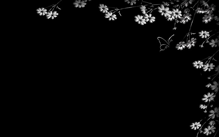 Birds and Butterflies, black color, season, growth, floral pattern