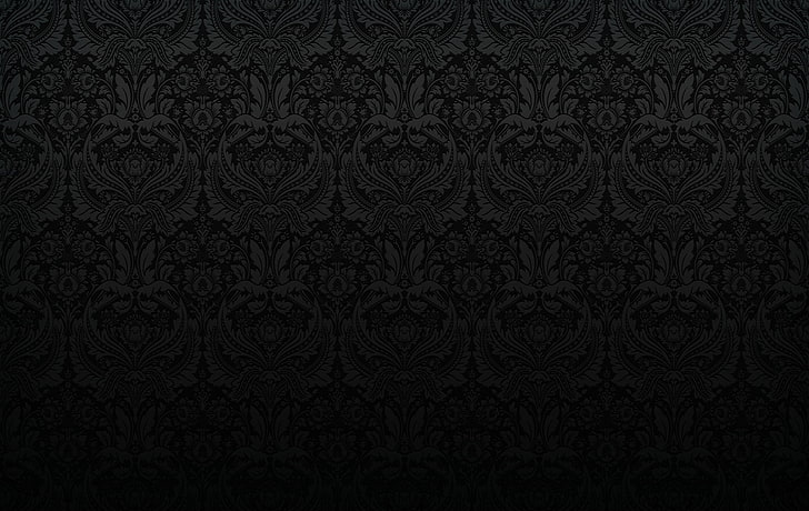 Black and Gold Damask, illustration, textured effect, oldfashioned, retro styled Free HD Wallpaper