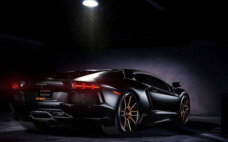 Black Sports Car, land vehicle, wheel, black background, lamborghini Free HD Wallpaper