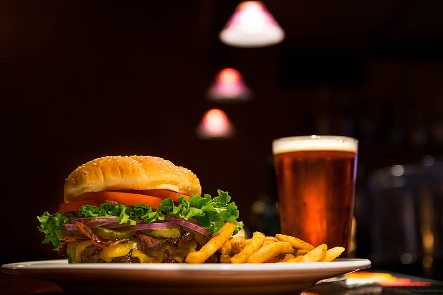 Burger and Beer Clip Art, beef, sandwich, readytoeat, lettuce Free HD Wallpaper