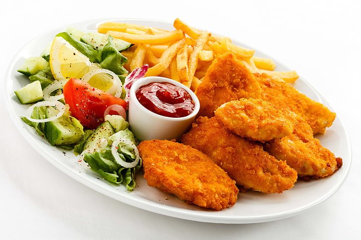 Chicken Wings with French Fries, food, fast food restaurant, fast food, meal Free HD Wallpaper
