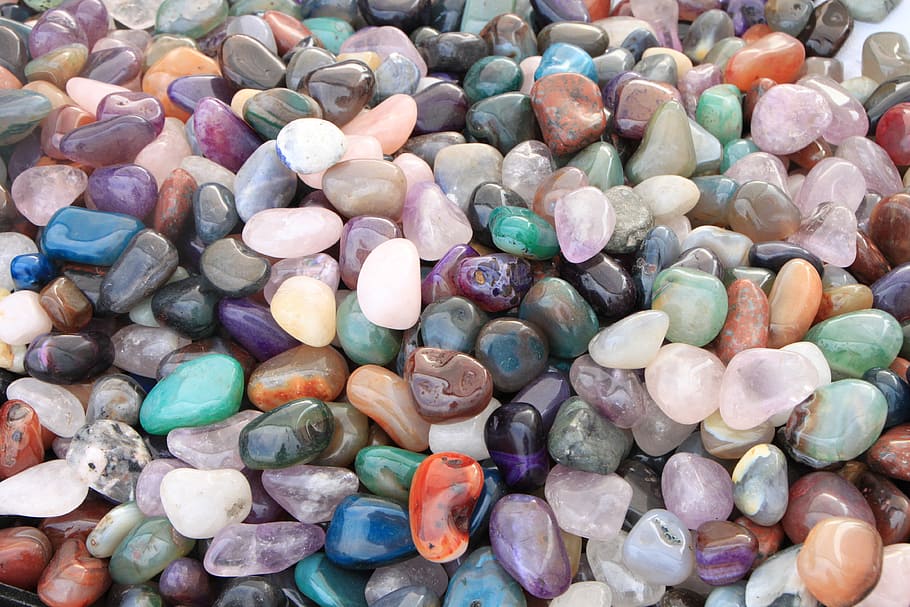 Gemstone Beads, large group of objects, stone  object, colorful, high angle view Free HD Wallpaper