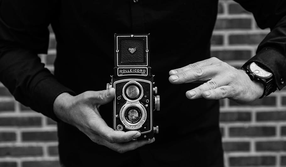 Hand Holding Leaf, lens, professional, camera operator, one person