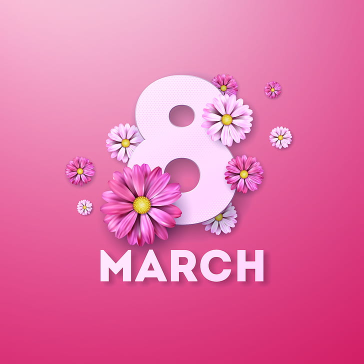 march 8, women's day, pink, womens day Free HD Wallpaper