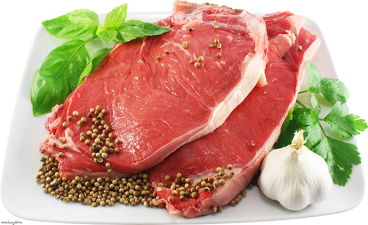 Meat Food, raw food, pepper  seasoning, herb, steak