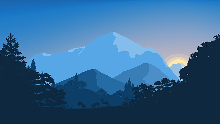 Minimalist Gaming, minimal, forest, sunset Free HD Wallpaper