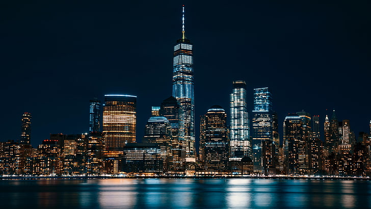 New York Night View, new york city, skyline, daytime, downtown Free HD Wallpaper