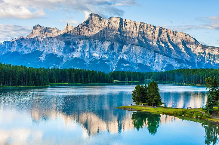 Two Jack Lake Banff Winter, lago, naturaleza Free HD Wallpaper