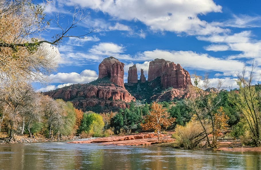 Waterfalls in Arizona, rock, foliage, landscape, fall Free HD Wallpaper