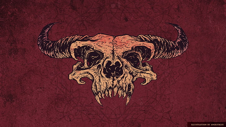 Bull Skull Design, animals in the wild, nature, craft, tattoo Free HD Wallpaper