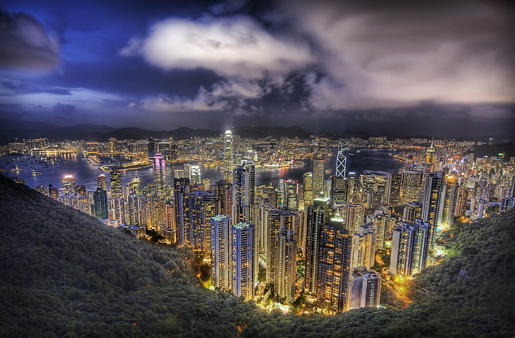 Hong Kong Peak View, details, panorama, world, colorful Free HD Wallpaper