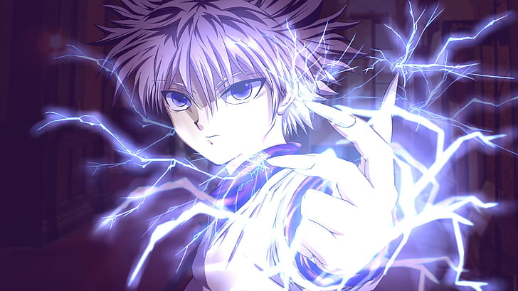 Killua Fan Art, bolts, killua zoldyck, hunter x hunter, purple eyes Free HD Wallpaper