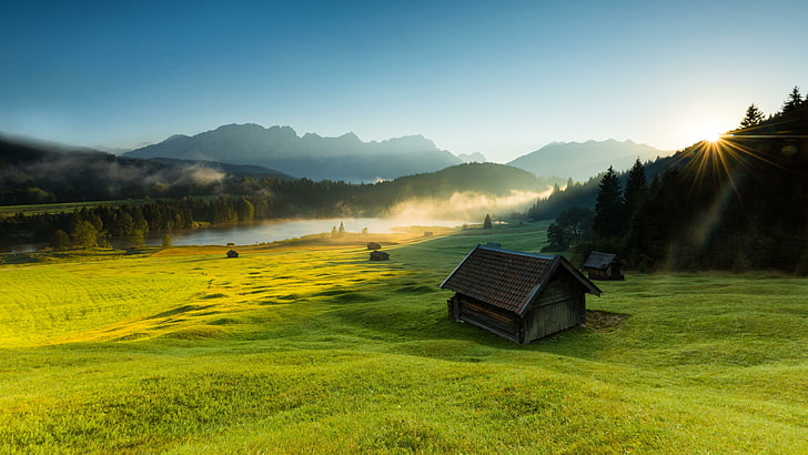 krun, mountain, karwendel mountain range, sunlight Free HD Wallpaper