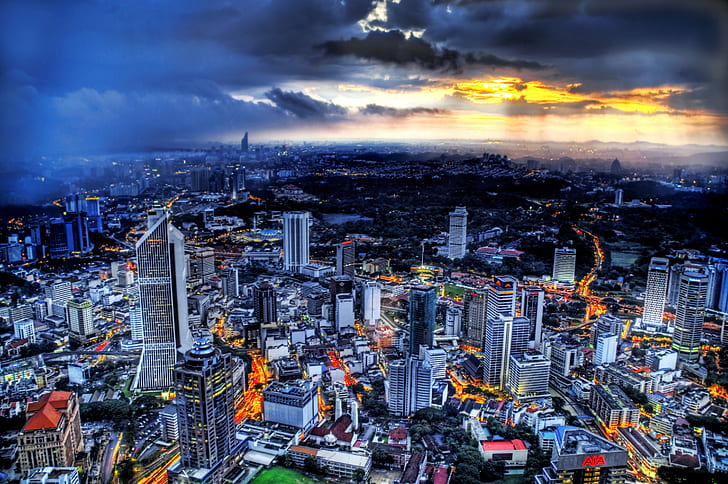 Kuala Lumpur City View, colorful, art, wet, kuala  lampur Free HD Wallpaper