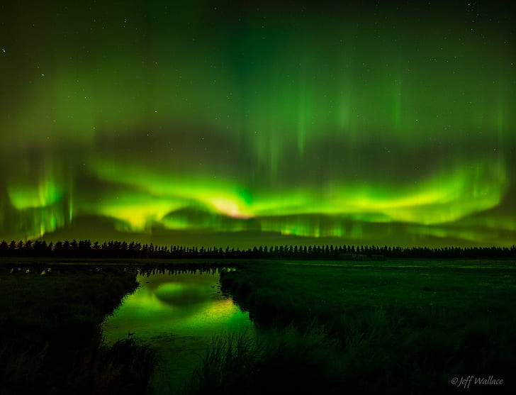 Mountain Northern Lights Alaska, nature, sky, northern, outdoors Free HD Wallpaper