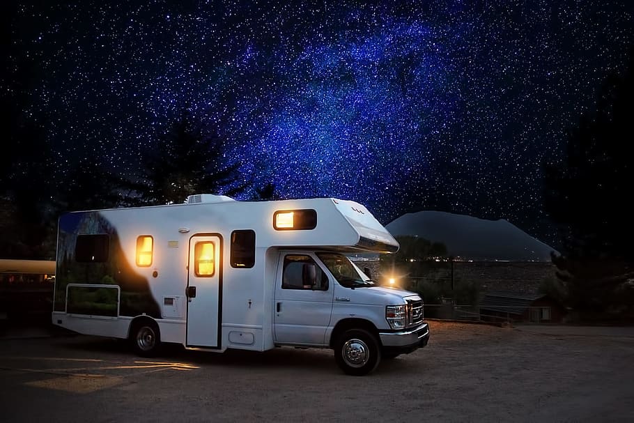 People RV Camping, journey, street, night, travel Free HD Wallpaper