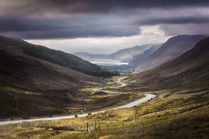 Route 66 Scotland, scenics, valley, hills  road, hill Free HD Wallpaper