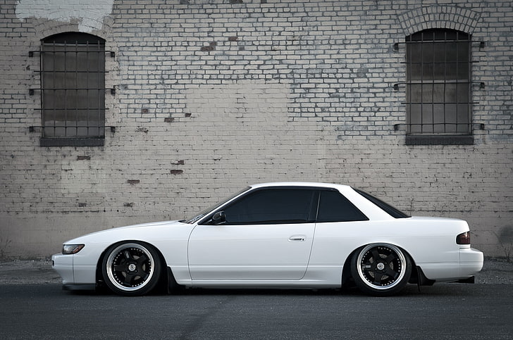 Silvia S13 180SX, brick, outdoors, oldfashioned, parking lot Free HD Wallpaper