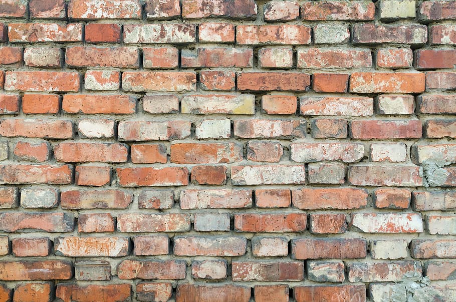 Stacked Brick Wall, facade, aged, horizontal, brown Free HD Wallpaper