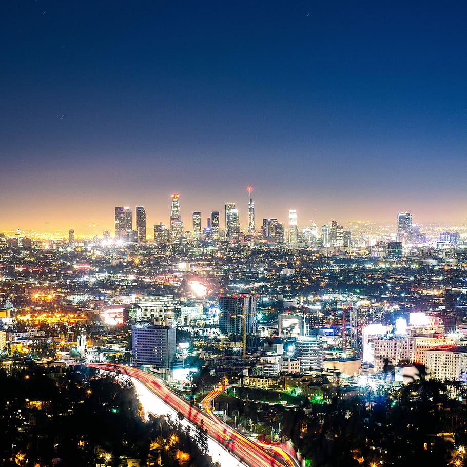 traffic, city at night, crowded, urban skyline