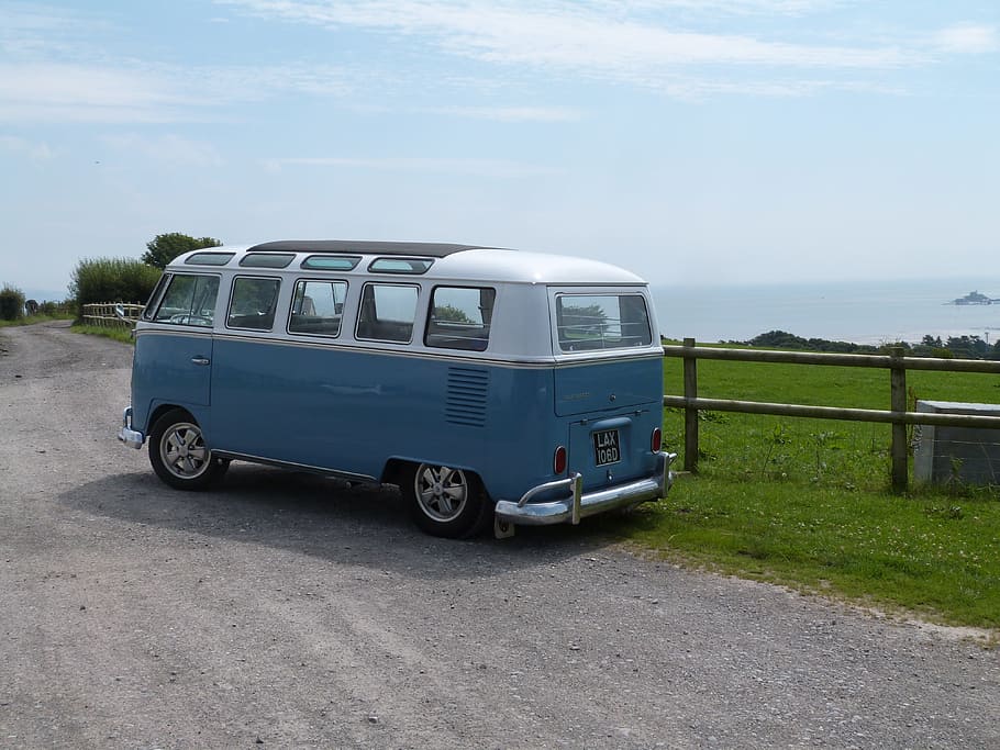 VW Bus, road, parking, street, plant