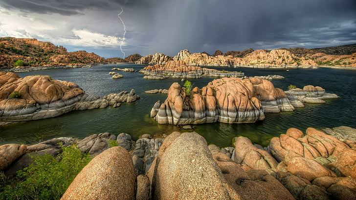 Watson Lake Campground, rock, landscape, rock formation, cloud Free HD Wallpaper