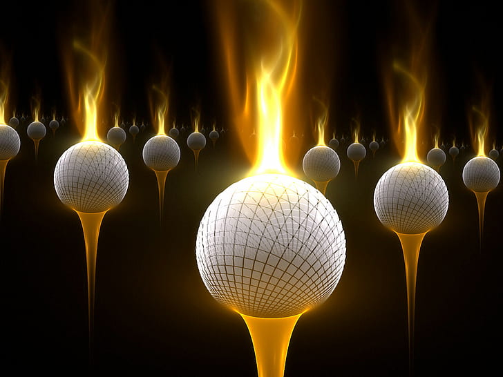 balls, lighted balls, golf, lighted Free HD Wallpaper