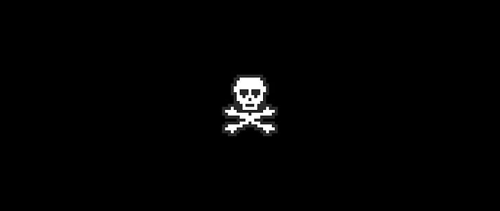 Creepy Skull Pixel Art, skull, 16bit, skull and bones, retro Free HD Wallpaper