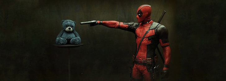 Deadpool Pointing, sculpture, sword, wade wilson, wall  building feature Free HD Wallpaper