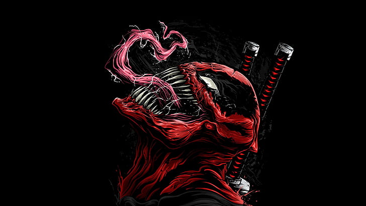 Deadpool Venom Symbiote, 4k, artwork, art, superheroes Free HD Wallpaper