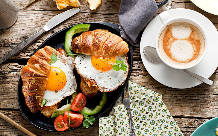 Fried Egg Pizza, eggs, breakfast, bread, fried Free HD Wallpaper