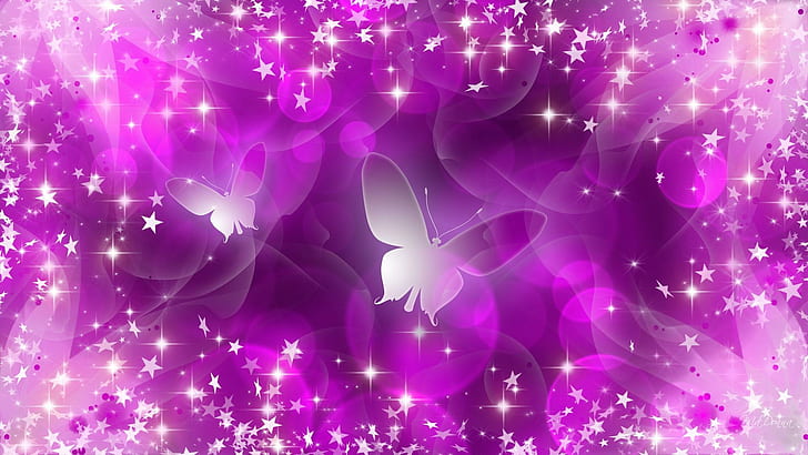 Glitter Purple Butterfly, wishes, 3d and abstract, transparent, pink Free HD Wallpaper