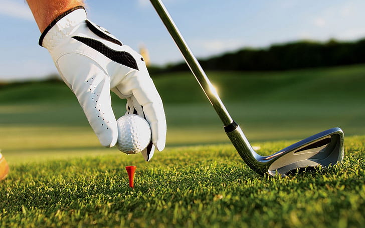 Golf Clubs, ball,, silver, sports, Golf Free HD Wallpaper