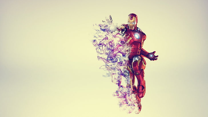 Iron Man Logo, gray background, painting, young men, iron Free HD Wallpaper