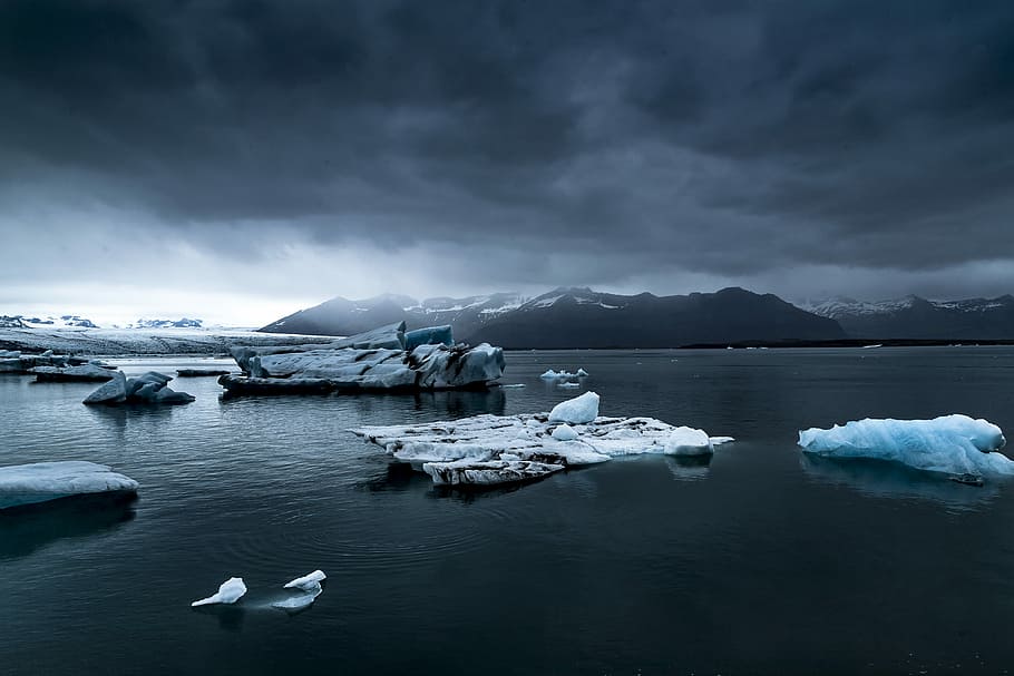 Polar Regions, iceberg  ice formation, environment, shadow, sea Free HD Wallpaper