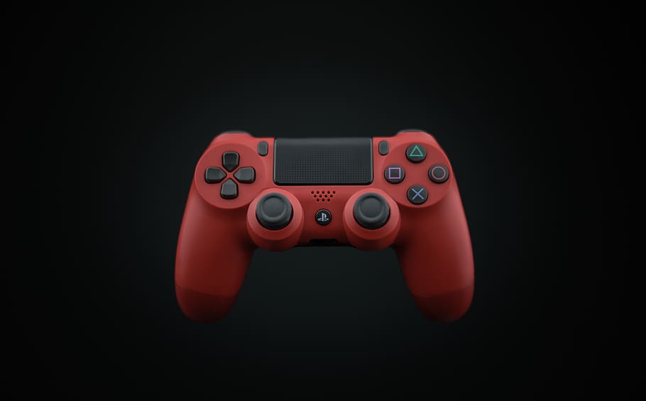 PS4 Controller Black, dualshock, arts culture and entertainment, black background, photo Free HD Wallpaper