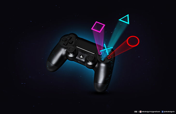 PS4 Controller Pixel Art, playstation, no people, blue, communication Free HD Wallpaper