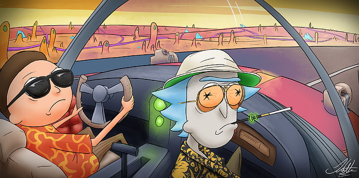 Rick and Morty 1080, day, fear and loathing in las vegas, enjoyment, outdoors Free HD Wallpaper