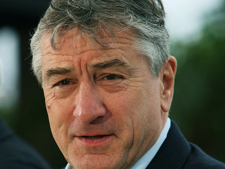 Robert De Niro Hair, only mature men, males, focus on foreground, frowning