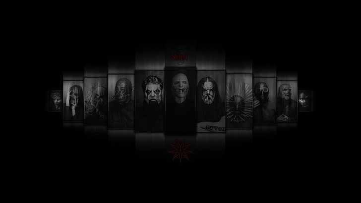 Slipknot Logo Vector, digital composite, black background, multiple image, reflection Free HD Wallpaper