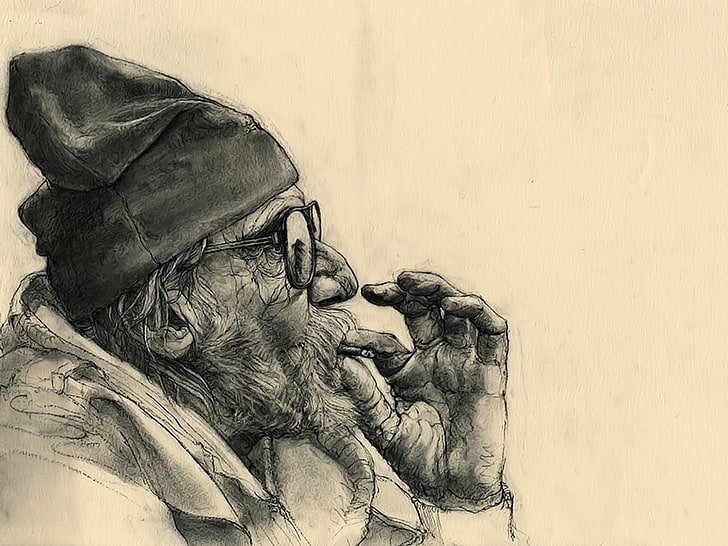 Smoking Weed Art, portrait, real people, men, closeup Free HD Wallpaper