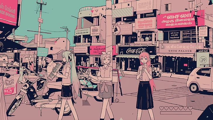 Aesthetic 90s Anime Scenery, anime, street art, pink Free HD Wallpaper